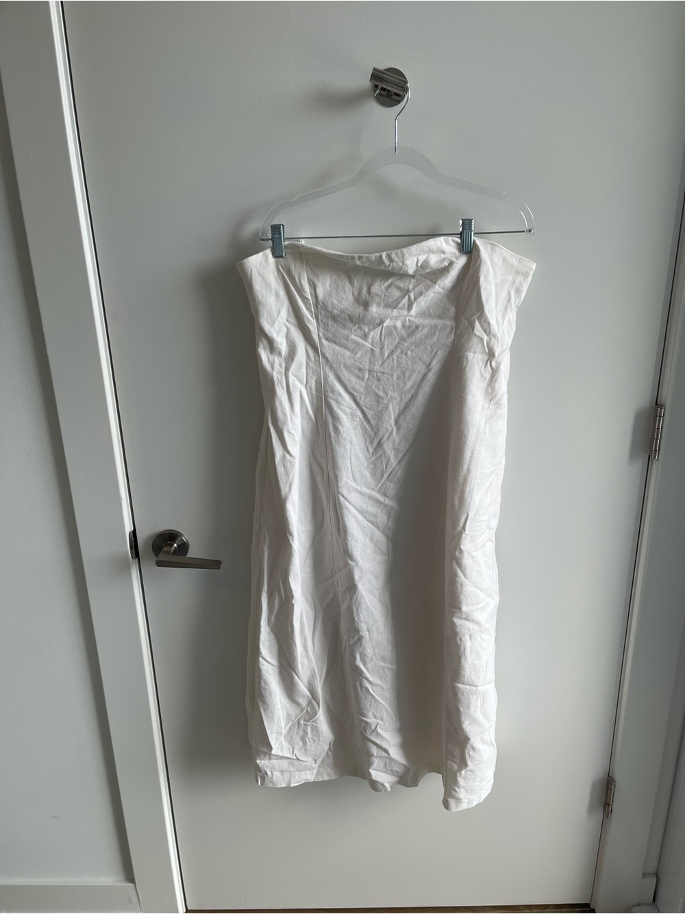 Open Edit White Strapless Linen Dress